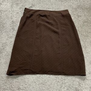 Gap Pencil Straight Skirt Womens 14 Brown Polka Dot Lined Side Zip Work Office